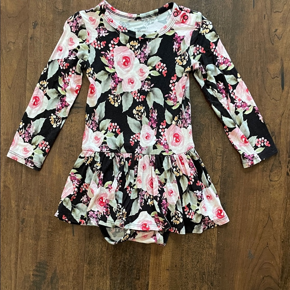 Black Floral Long Sleeve Twirl